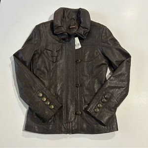 Danier brown leather jacket coat NWT